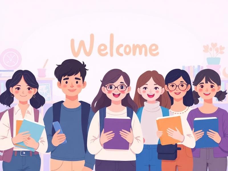 Students with books illustration